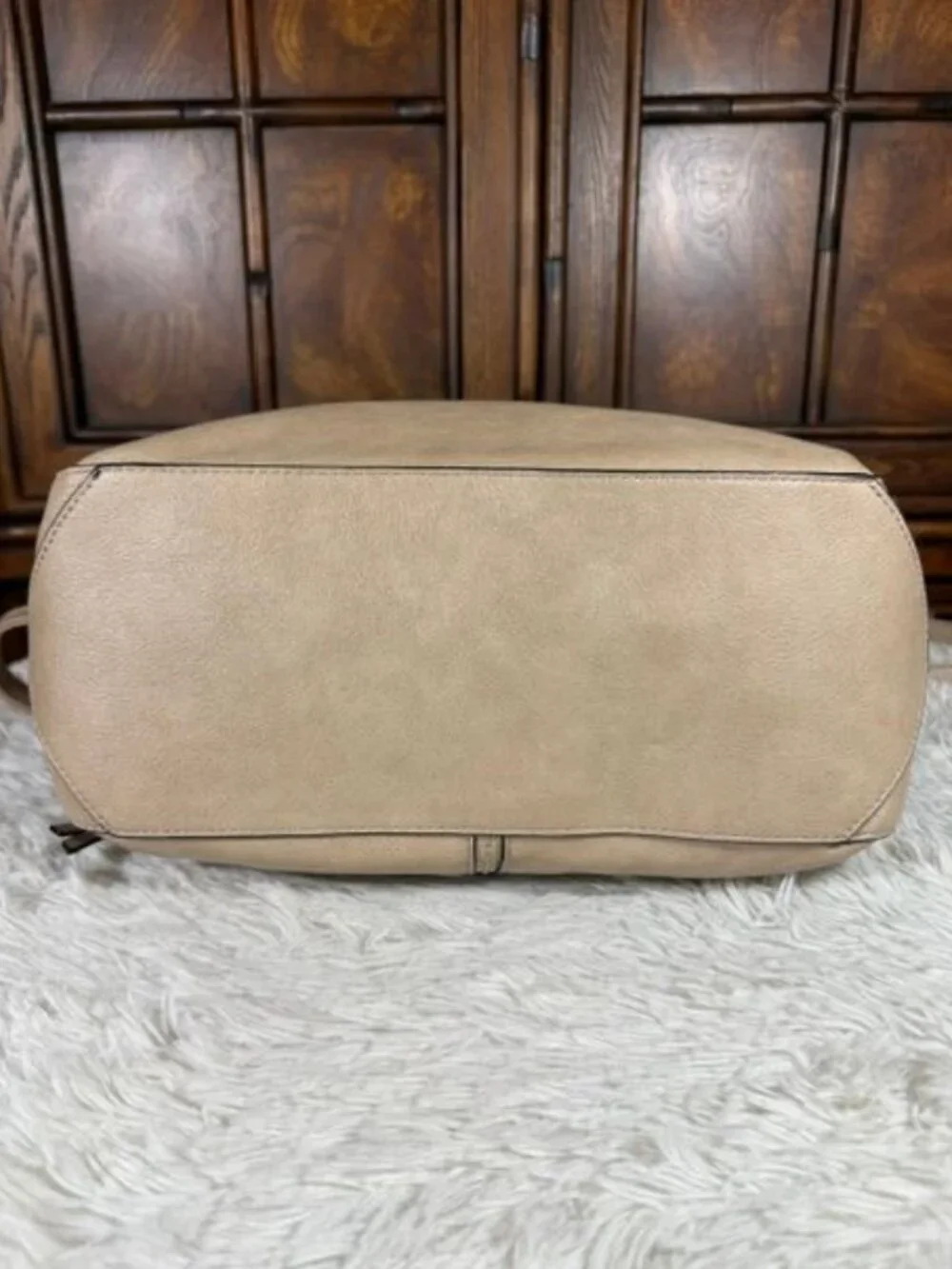 Taupe Tassel Pebble Texture Faux Leather Hobo Crossbody Shoulder Handbag